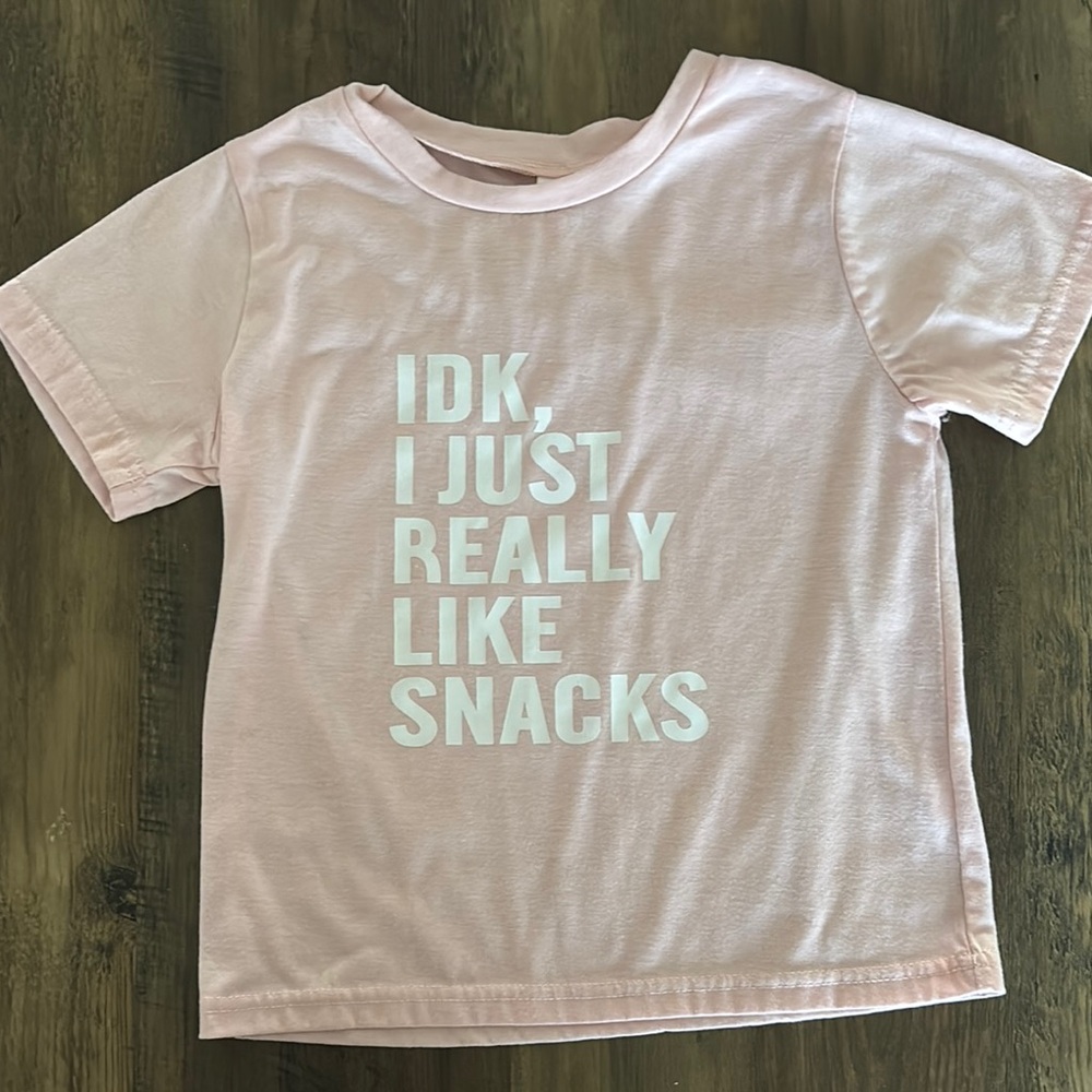 SHEIN Pink Snack Lover Tee Short Sleeve
